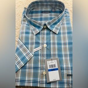 Van Heusen Classic Fit Blue Plaid Short Sleeve Button-Up Shirt XL
 Shirt